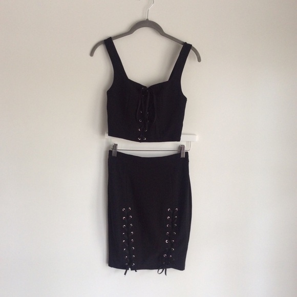 COPY - 2 Piece Front Lace Up Skirt and Crop Set - Picture 1 of 6